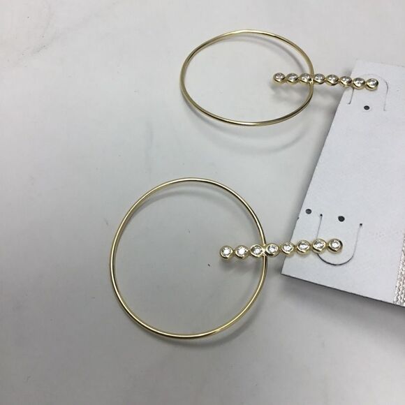 Argento Vivo CZ Bar Drop Hoop Earrings (G1) - Picture 4 of 5